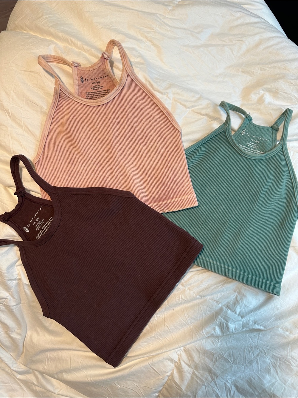 FP movement Ribbed High-Neck Tank Top - Pink/green/burgandy